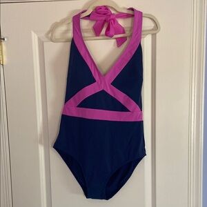 Boden Navy and Pink One-Piece Swimsuit